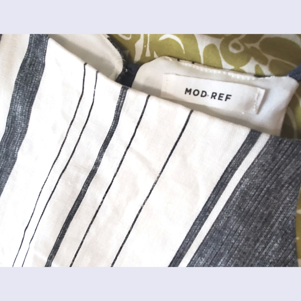 Mod Ref Linen Blend Gray And White Pleated Dress - image 4